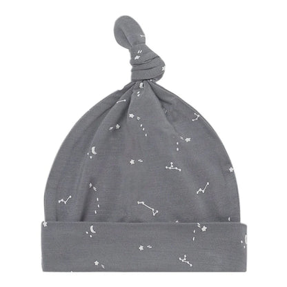 Bamboo zip footie + knotted baby hat washed indigo | Quincy Mae
