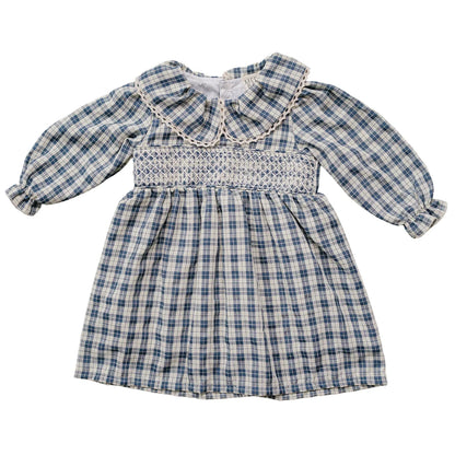 Blue Plaid Ruffle Collar Dress  | Mebie