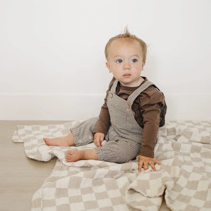 Brown Plaid Overall | Mebie