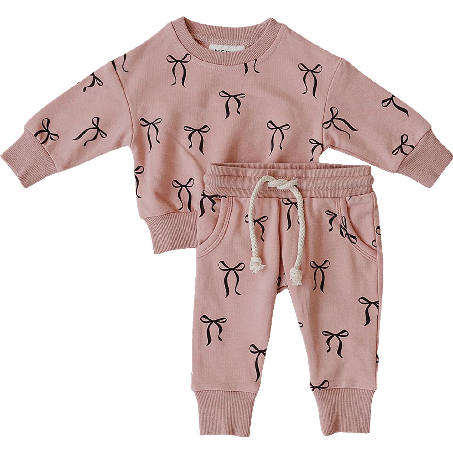 Blush Bows French Terry Set | Mebie