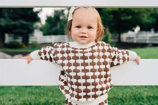 Brown + Cream knit Sweater | Mebie
