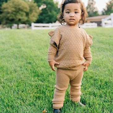 Toffee knit Ruffle Sweather | Mebie
