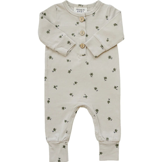 Floral Long Sleeve button Romper | Mebie