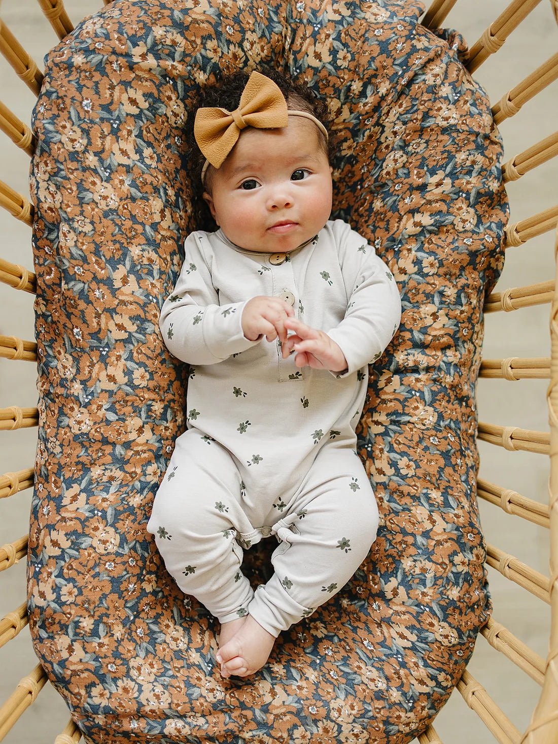 Floral Long Sleeve button Romper | Mebie