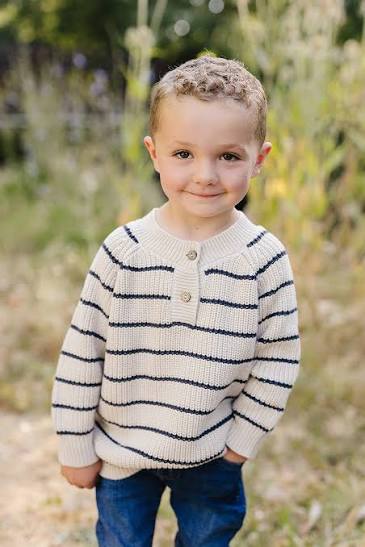 Stripe Button Knit Sweater | Mebie