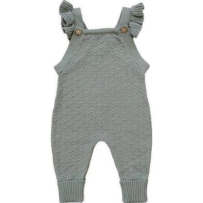 Green Ruffle knit Overalls | Mebie