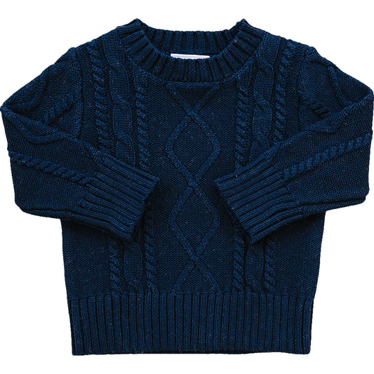 Navy Cable Knit Sweater | Mebie
