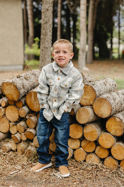 Grey Plaid Shaket | Mebie