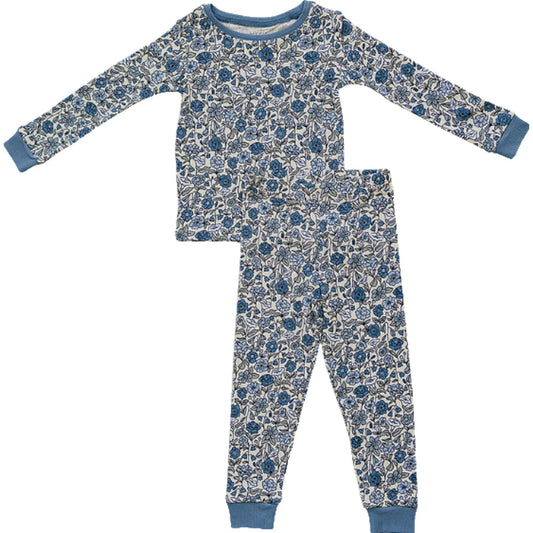 Ensemble pointelle floral bleu | Mebie Baby