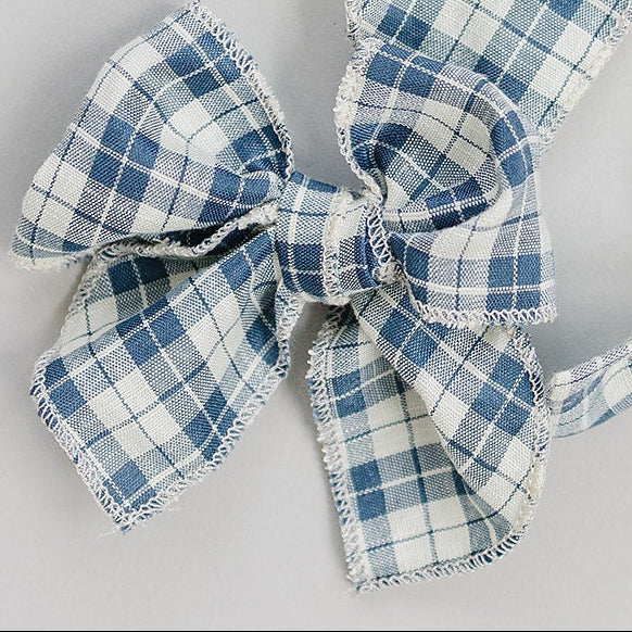 Blue Plaid Hair Bow | Mebie
