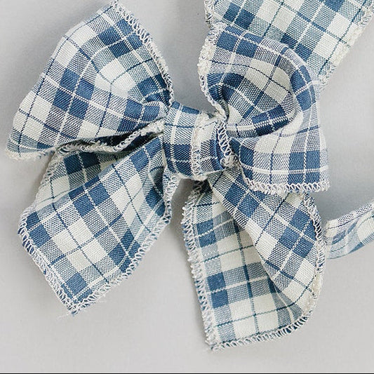 Blue Plaid Hair Bow | Mebie