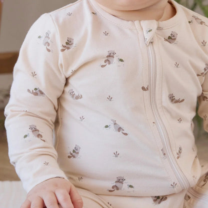 Reese Zip Onepiece - Otter Buddies Tofu | Jamie Kay