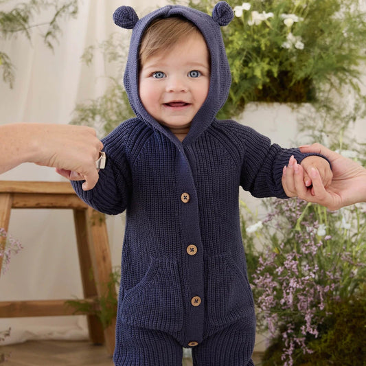 Bear Knit Onepiece - Navy | Jamie Kay