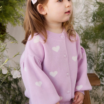 Kayla Cardigan - Kayla Heart Jacquard Orchid Dream | Jamie Kay