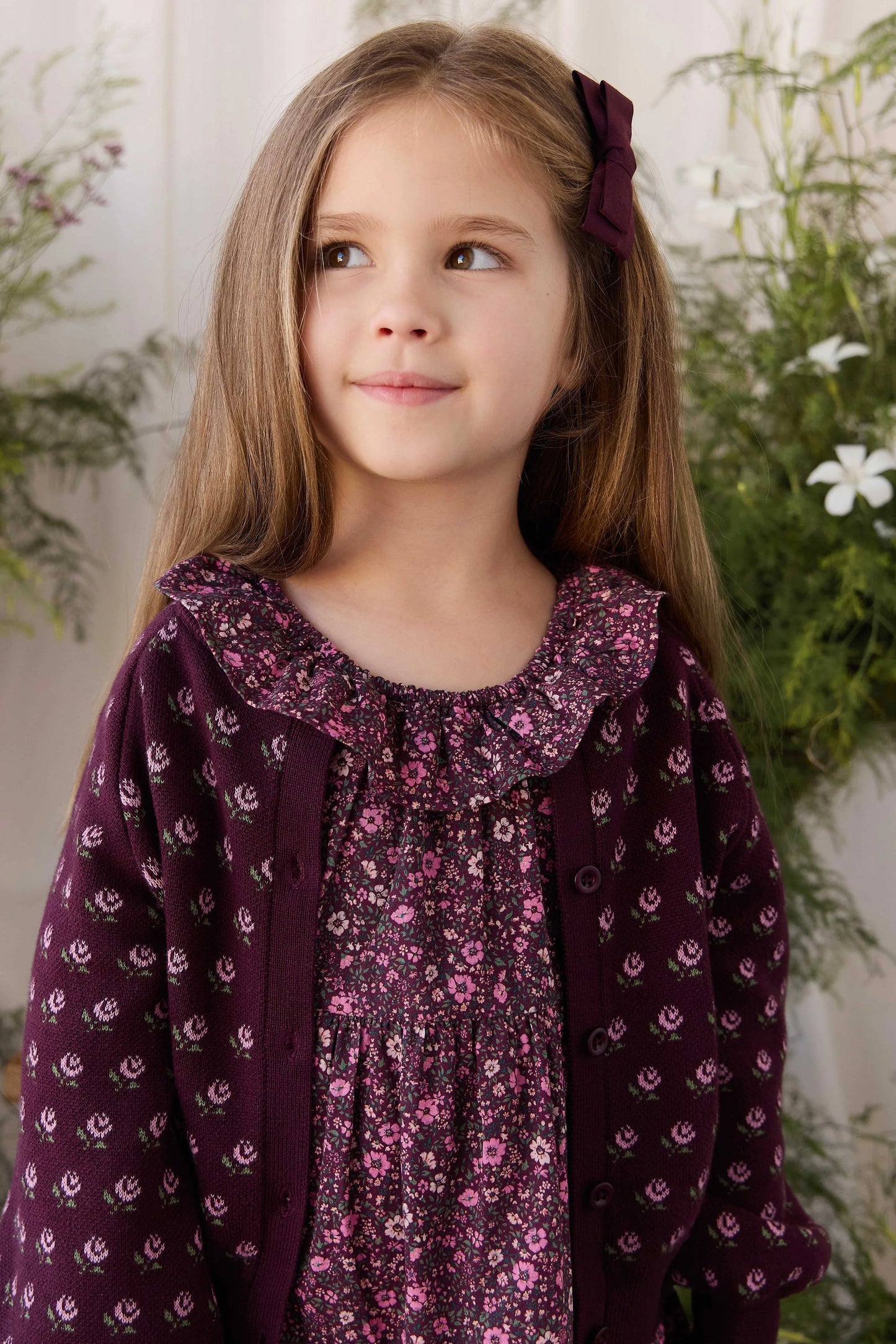Evie Cardigan - Evie Jacquard Fig | Jamie Kay