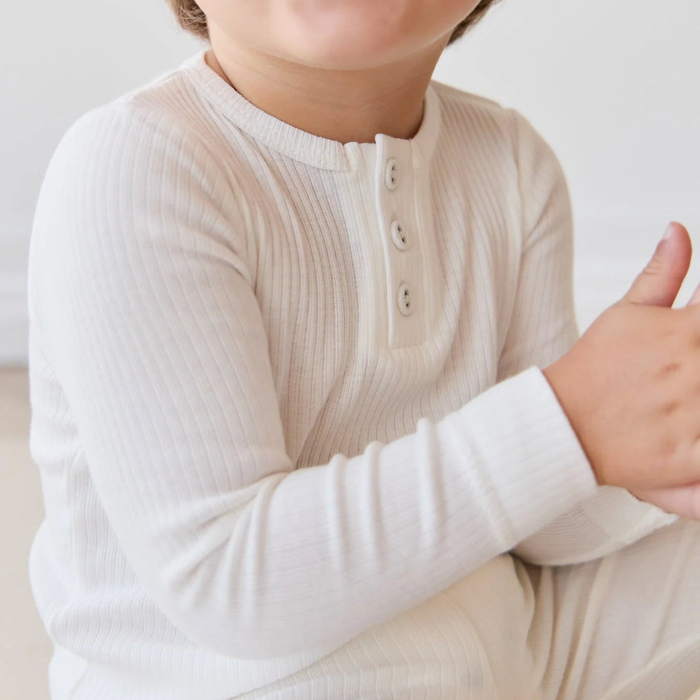 Organic Modal Henley Set Milk | Jamie Kay