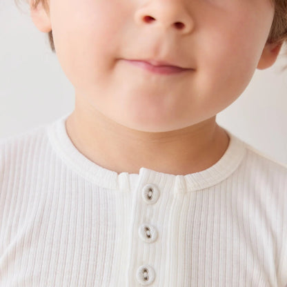 Organic Modal Henley Set Milk | Jamie Kay