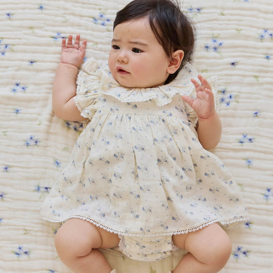 Organic Cotton Muslin Frannie Playsuit Molly Blue | Jamie Kay
