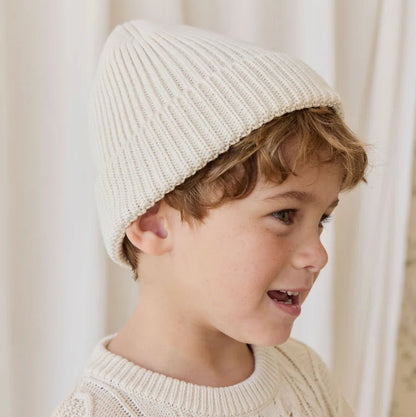 Leon Knitted Beanie - Vanilla| Jamie Kay