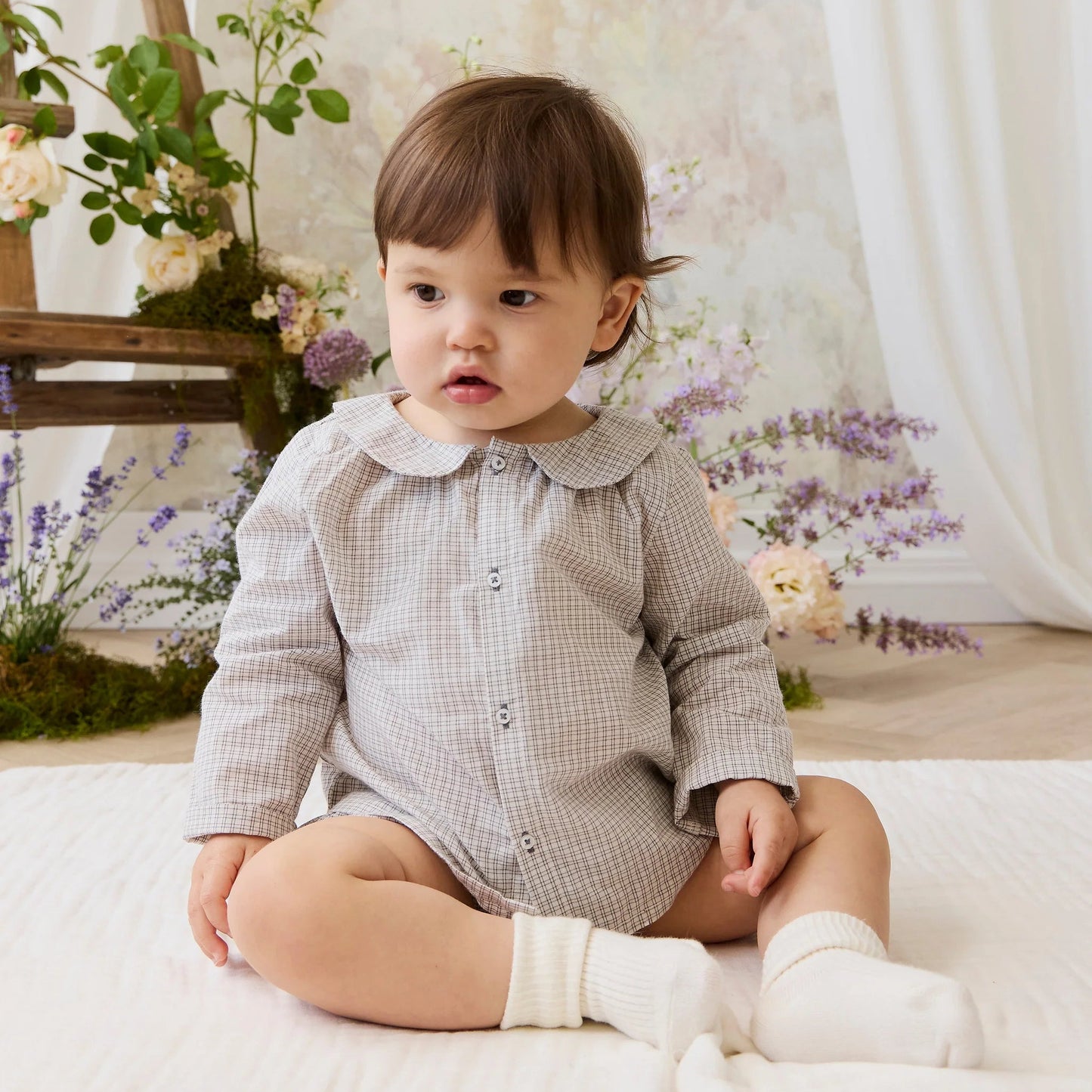 Organic Cotton Gabriel Top - Cloud Check | Jamie Kay