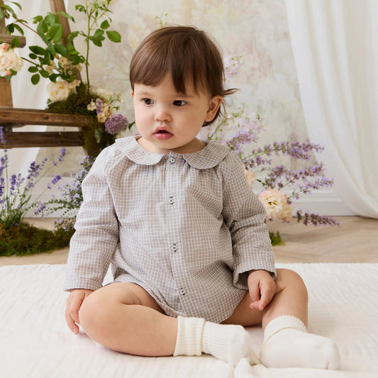 Organic Cotton Gabriel Top - Cloud Check | Jamie Kay