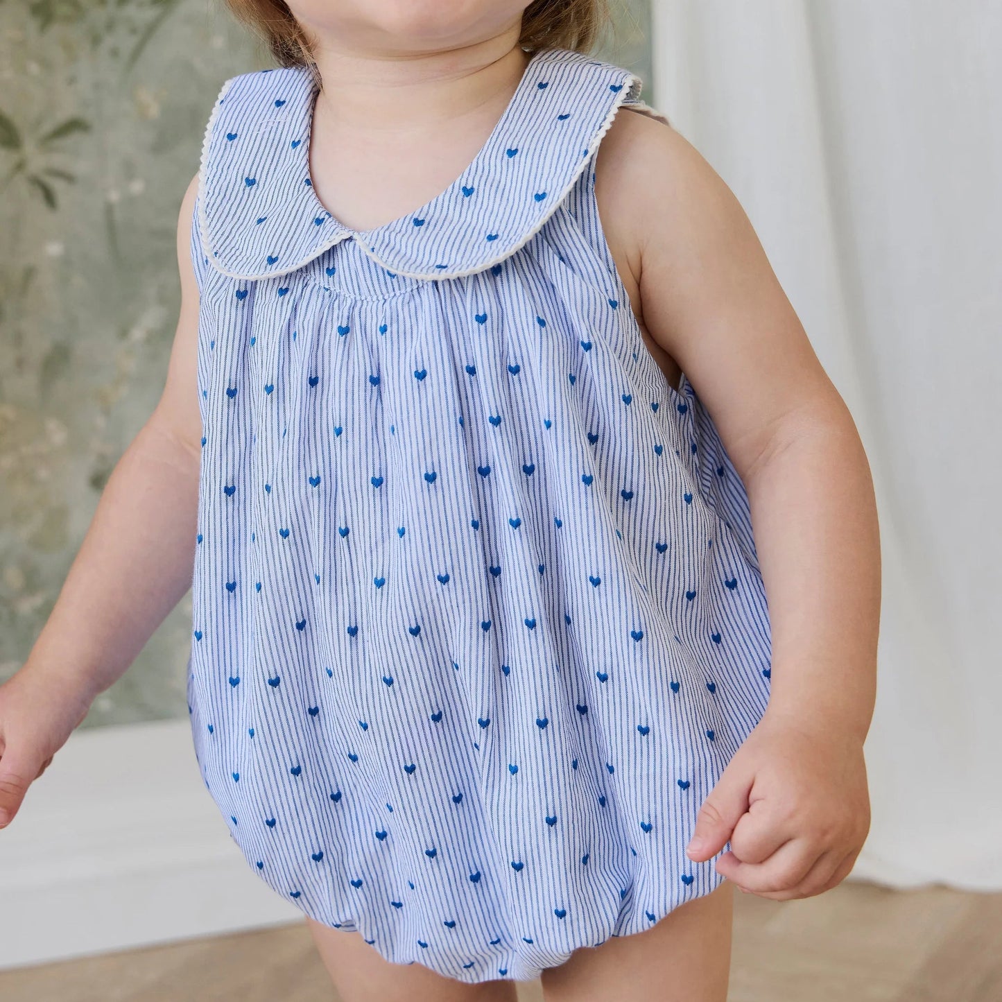 Wisteria Playsuit - Mon Amour Stripe Indigo | Jamie Kay