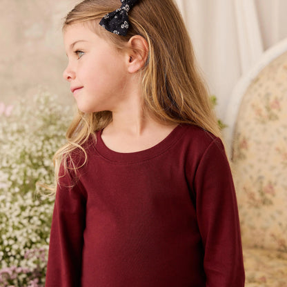 Rib Helene Long Sleeve Top - Burgundy | Jamie Kay