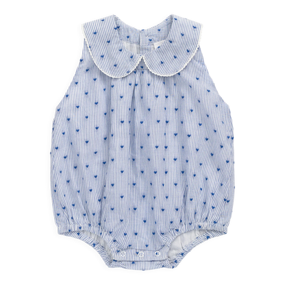 Wisteria Playsuit - Mon Amour Stripe Indigo | Jamie Kay