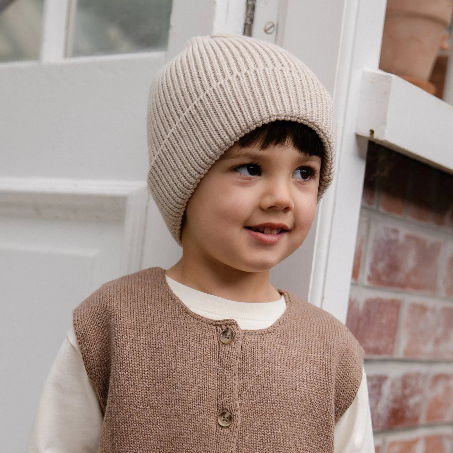 Leon Knitted Beanie - Oat | Jamie Kay