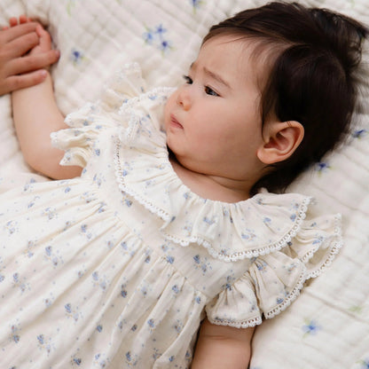 Organic Cotton Muslin Frannie Playsuit Molly Blue | Jamie Kay