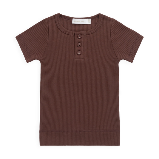 Modal Henley Tee - Burnt Cinnamon | Jamie Kay
