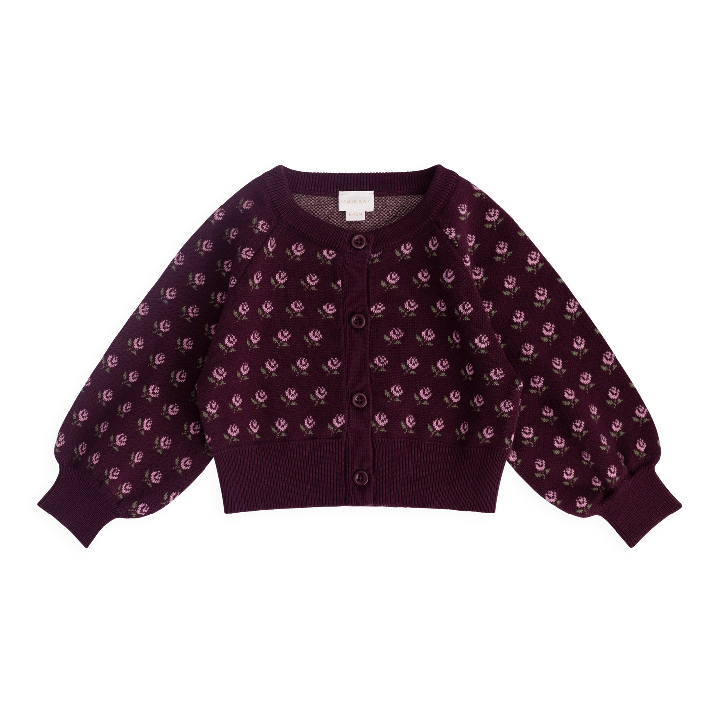 Evie Cardigan - Evie Jacquard Fig | Jamie Kay