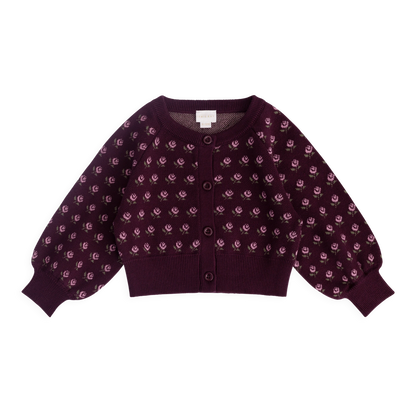 Evie Cardigan - Evie Jacquard Fig | Jamie Kay