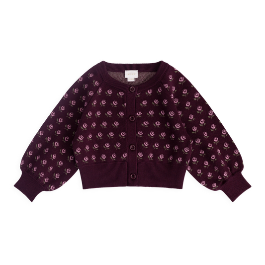Evie Cardigan - Evie Jacquard Fig | Jamie Kay