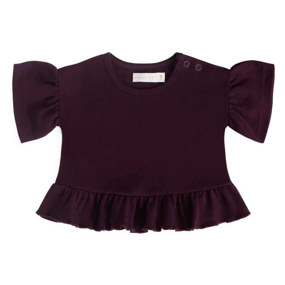 Pima Cotton Courtney Ruffle Top - Fig | Jamie Kay