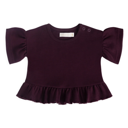 Pima Cotton Courtney Ruffle Top - Fig | Jamie Kay
