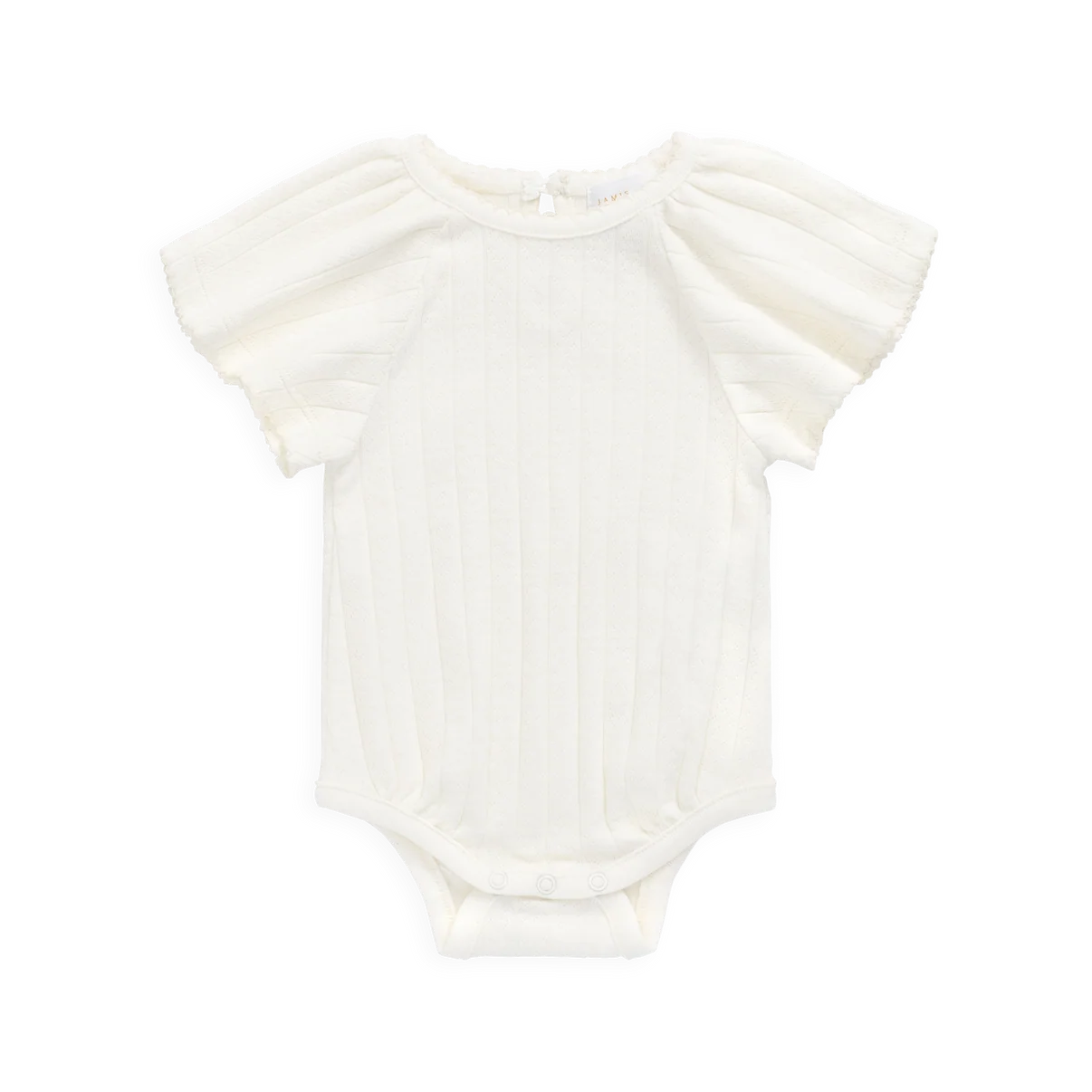 Organic Cotton Josephine Playsuit Sweet Heart Pointelle Parchement | Jamie Kay