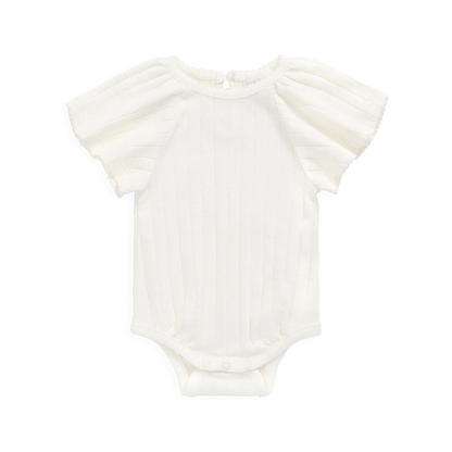 Organic Cotton Josephine Playsuit Sweet Heart Pointelle Parchement | Jamie Kay