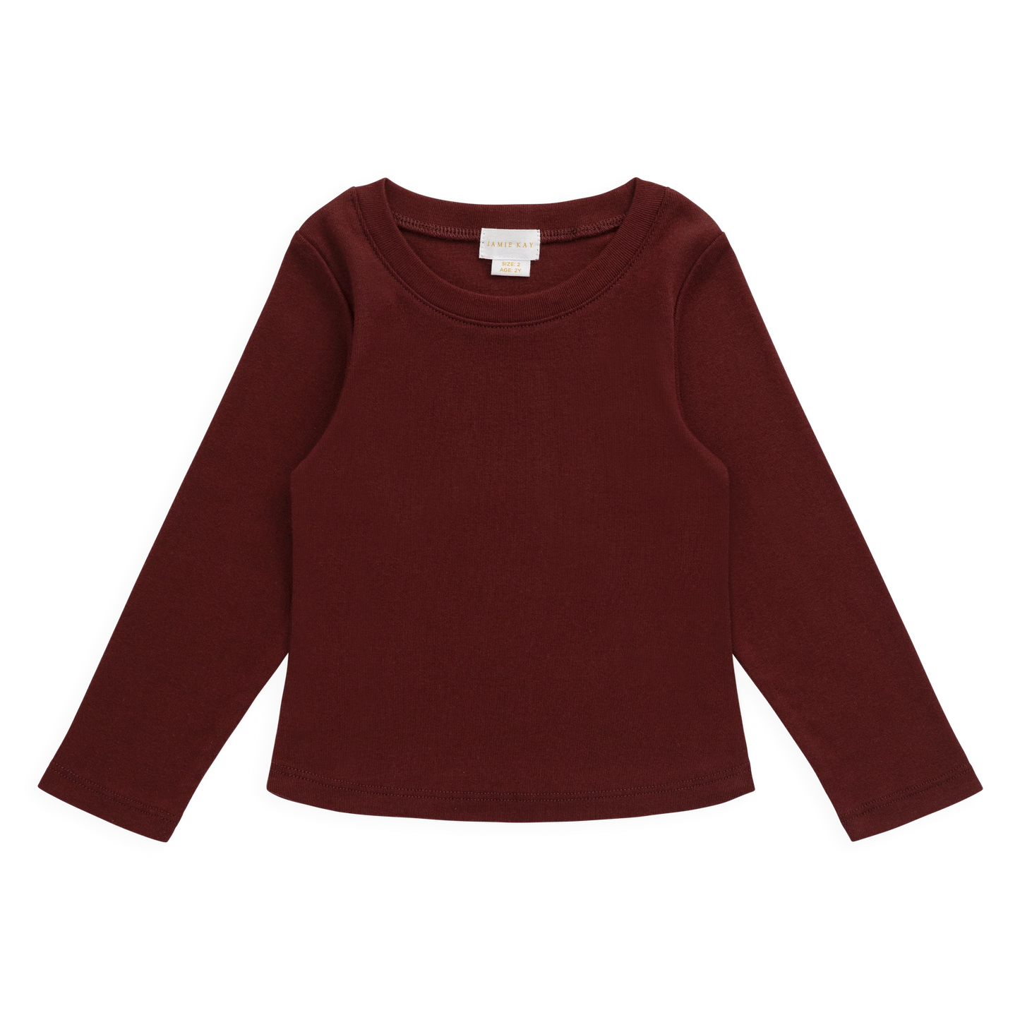 Rib Helene Long Sleeve Top - Burgundy | Jamie Kay