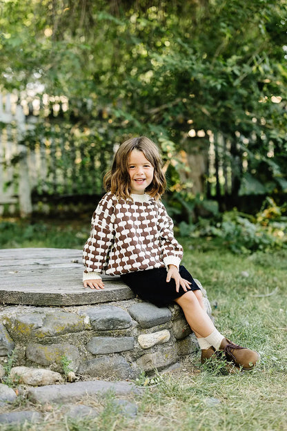 Brown + Cream knit Sweater | Mebie