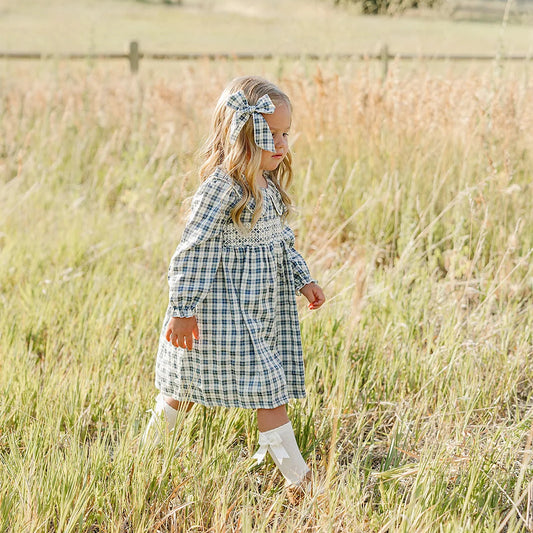 Blue Plaid Ruffle Collar Dress | Mebie