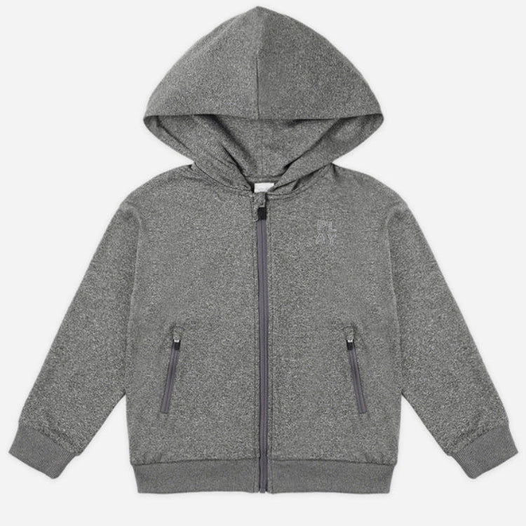 Zip-Up Tech Hoodie Heathered Black | Rylee + Cru