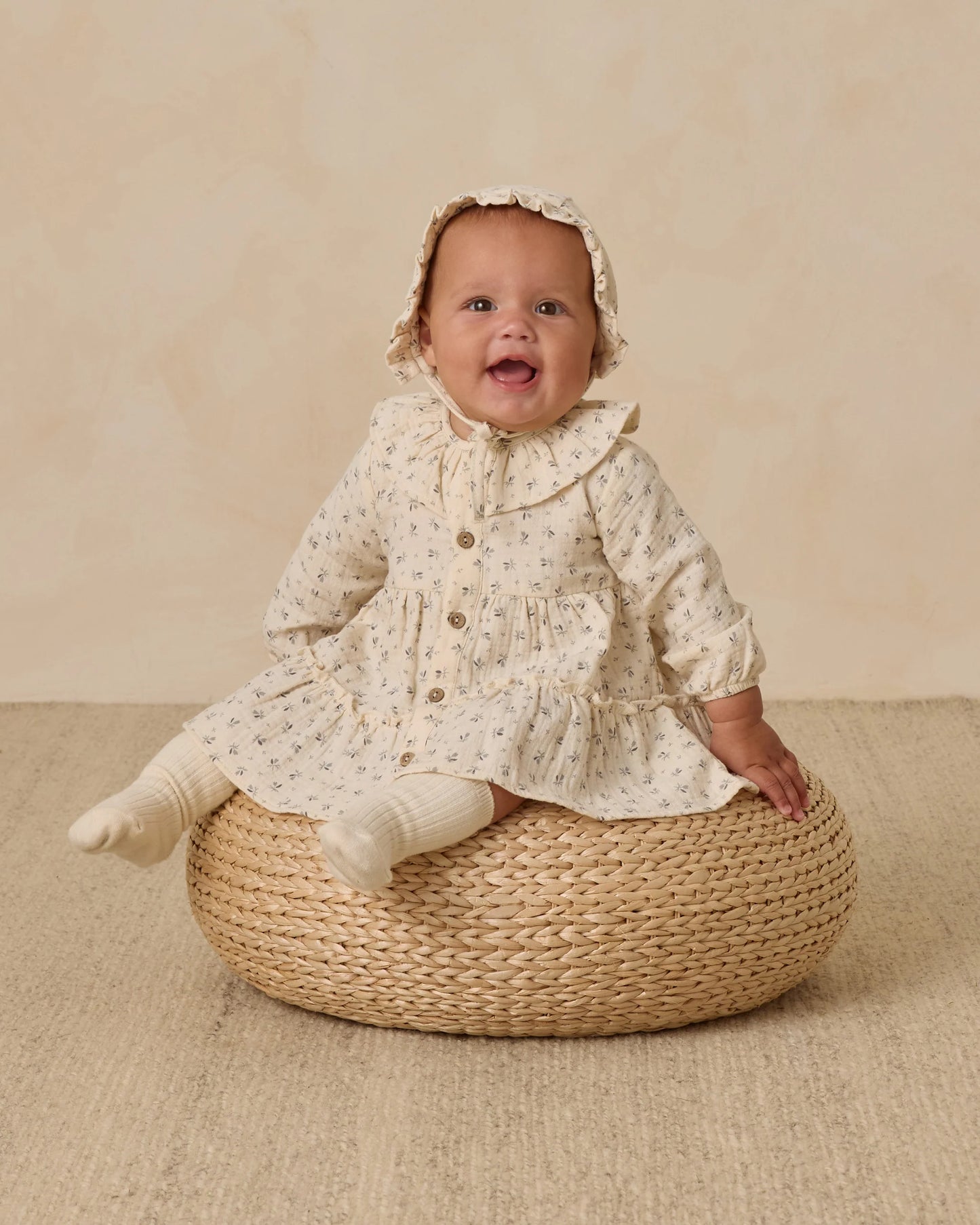 Ruffle Collar Button Dress Bluebell | Quincy Mae