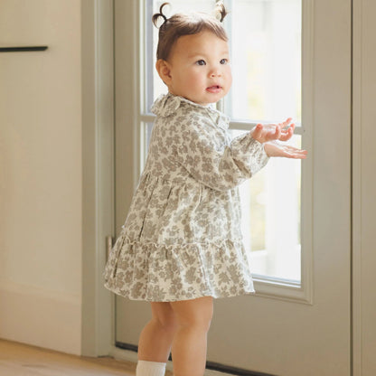 Ruffle Collar Burton Dress Green | Quincy Mae