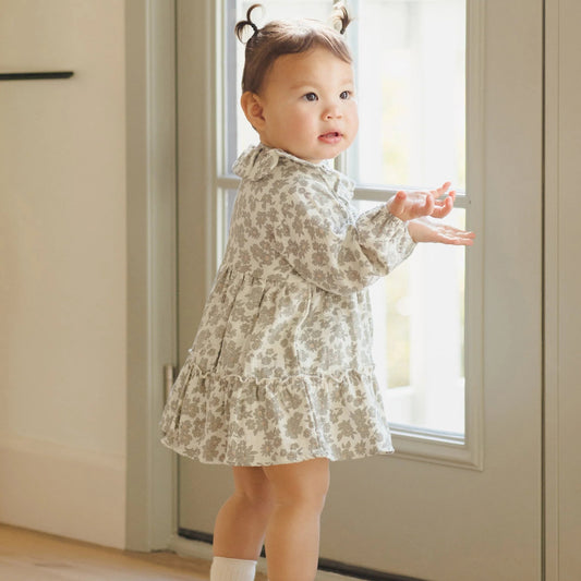 Ruffle Collar Burton Dress Green | Quincy Mae