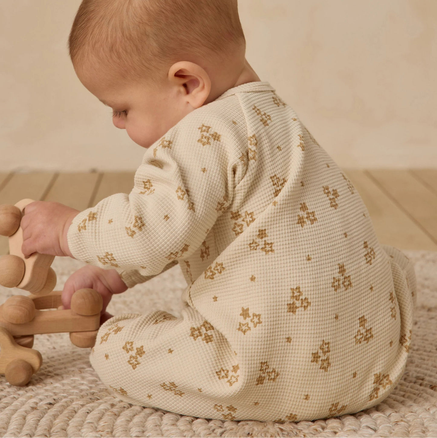 Waffle Long Sleeve Jumpsuit Marigold | Quincy Mae