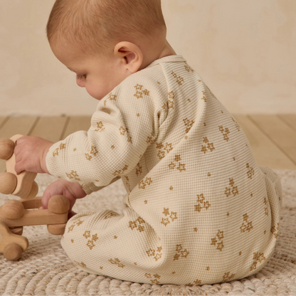 Waffle Long Sleeve Jumpsuit Marigold | Quincy Mae