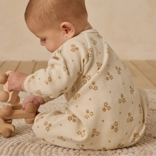 Waffle Long Sleeve Jumpsuit Marigold | Quincy Mae