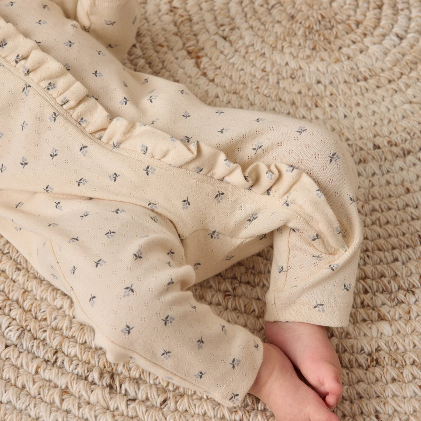 Ruffle Jumpsuit Blue Ditsy | Quincy Mae