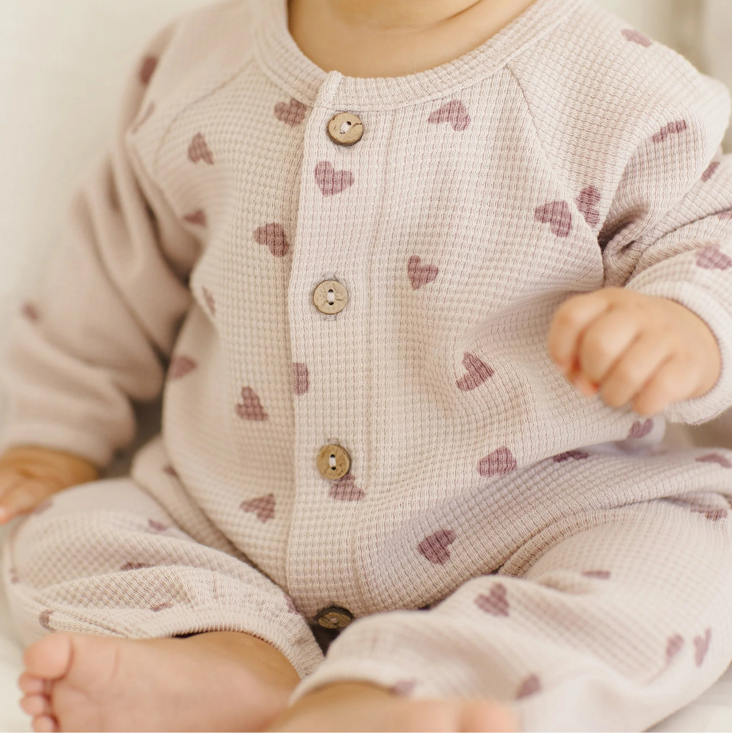 Ruffle Long Sleeve Jumpsuit Hearts | Quincy Mae